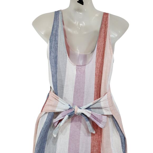 Marine Layer Stripes Tie Back Side Slit Tank Dress Scoop Neck Multi Size Small - Picture 8 of 15